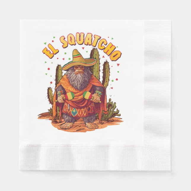 El Squatcho Bigfoot with Maraca, Sombrero and Ponc Napkins (Front)