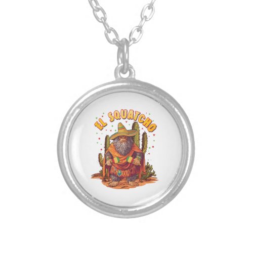 El Squatcho Bigfoot with Maraca Sombrero and Ponc Silver Plated Necklace