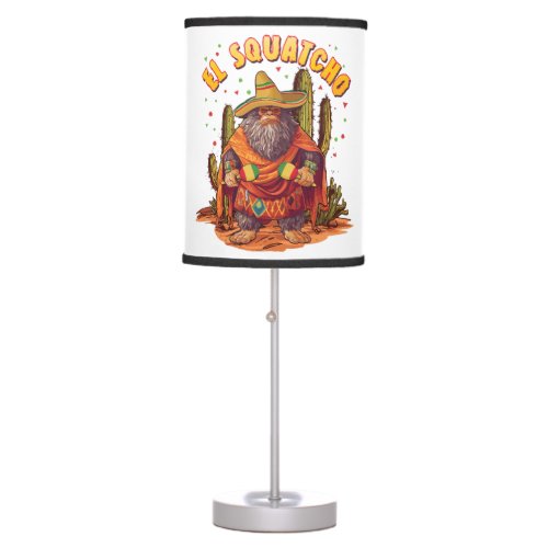 El Squatcho Bigfoot with Maraca Sombrero and Ponc Table Lamp