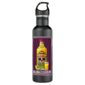El Tequila Tarot Card Blackcraft Mexican Drink Hal Stainless Steel Water Bottle