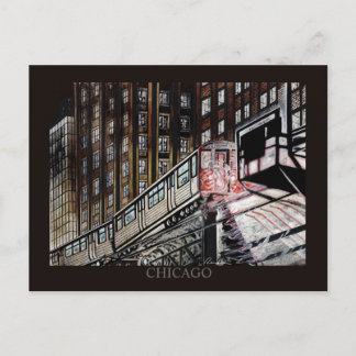 El Train Chicago Randsom Art Postcard