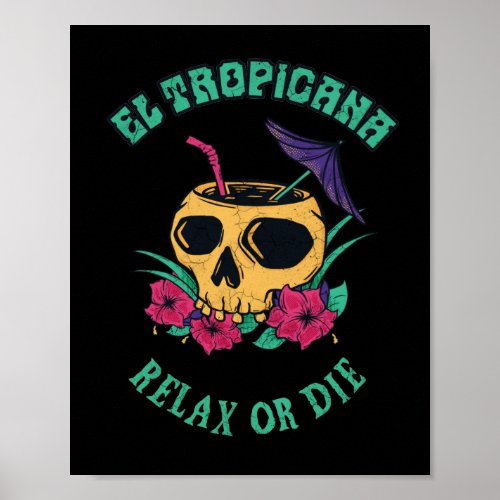 El Tropicana Tropical Skull Cocktail Poster