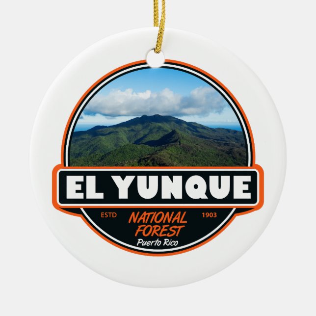 El Yunque National Forest Puerto Rico Emblem Ceramic Ornament (Front)