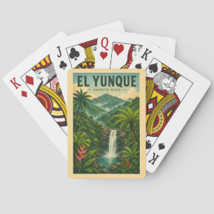 El Yunque National Forest Puerto Rico Illustration Poker Cards