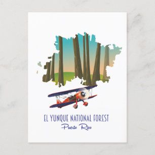 El yunque national forest puerto rico map postcard