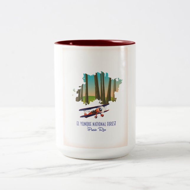 El yunque national forest puerto rico map Two-Tone coffee mug (Center)