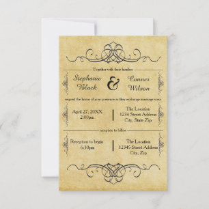 Elaborate Antique - 3x5 Wedding/Reception Invite