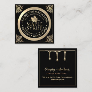 Elaborate Artisan Black and Gold Maple Syrup Square Business Card