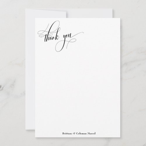 Elaborate Calligraphy Simple Black  White Thank You Card