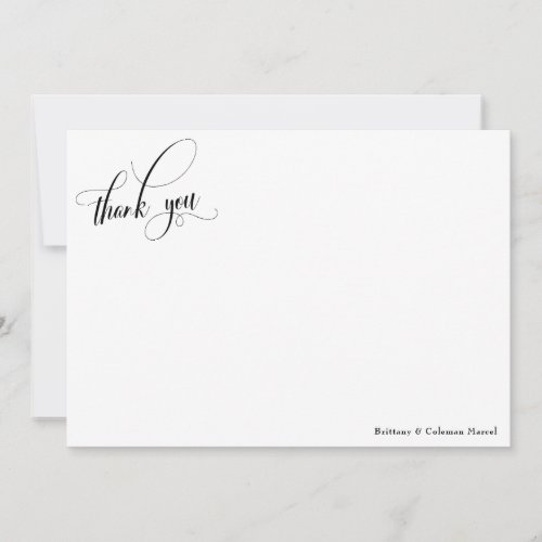 Elaborate Calligraphy Simple Black  White Thank You Card