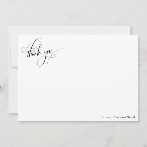 Elaborate Calligraphy Simple Black  White Thank You Card