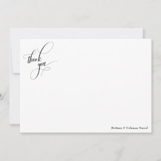 Elaborate Calligraphy Simple Black & White Thank You Card