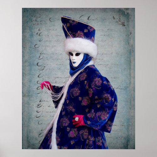 Elaborate Carnival Costume Venice Poster
