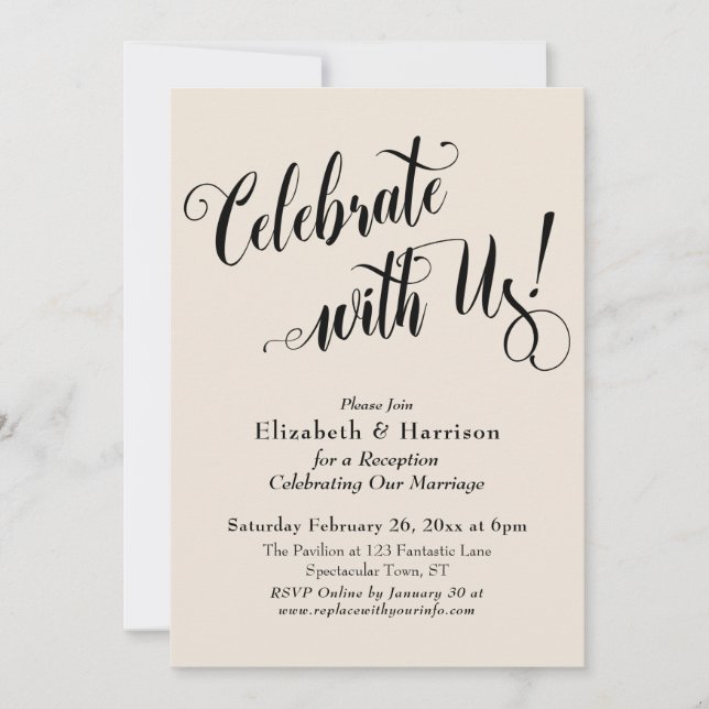 Elaborate Celebrate with Us! Simple Cream Invitation (Front)