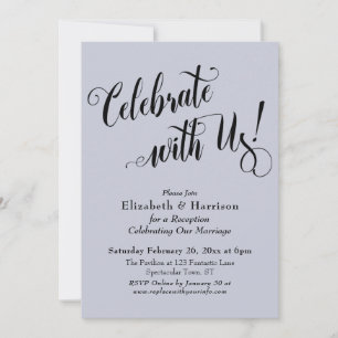 Elaborate Celebrate with Us! Simple Dusty Blue Invitation