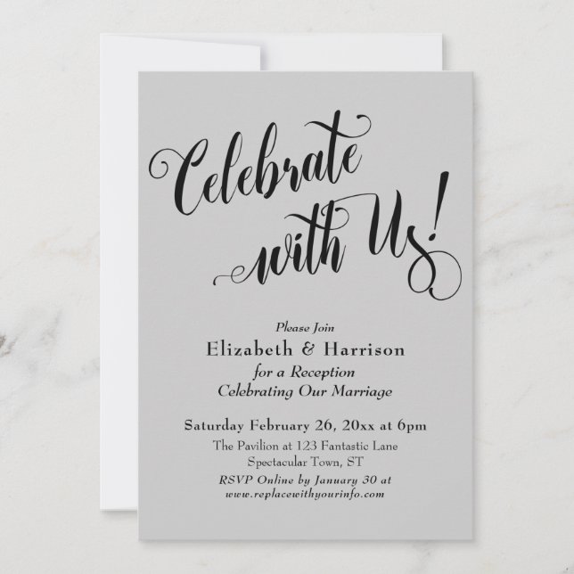 Elaborate Celebrate with Us! Simple Light Gray Invitation (Front)