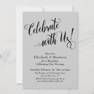 Elaborate Celebrate with Us! Simple Light Gray Invitation