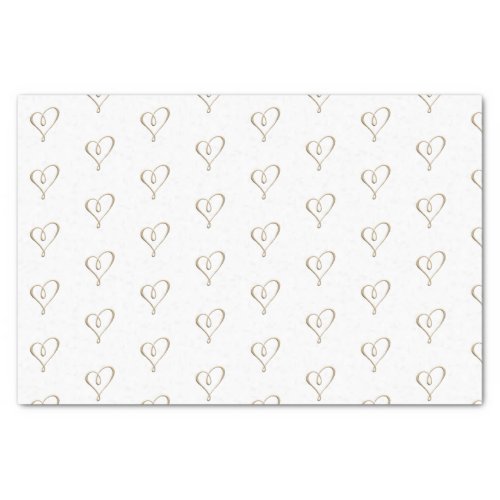 Elaborate Embossed Gold Heart Elegant Wedding      Tissue Paper