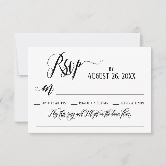 Elaborate Flourishes Script RSVP Card Song Request (Front)
