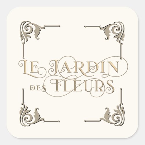 Elaborate French Flowers Garden Jardin des Fleurs Square Sticker