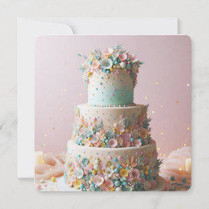 ELABORATE PASTEL FLORAL CAKE BIRTHDAY CARD