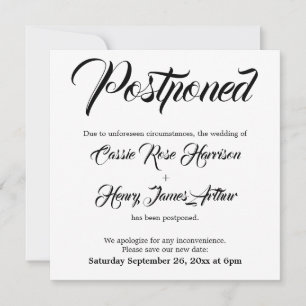 Elaborate Postponed Wedding White Announcement