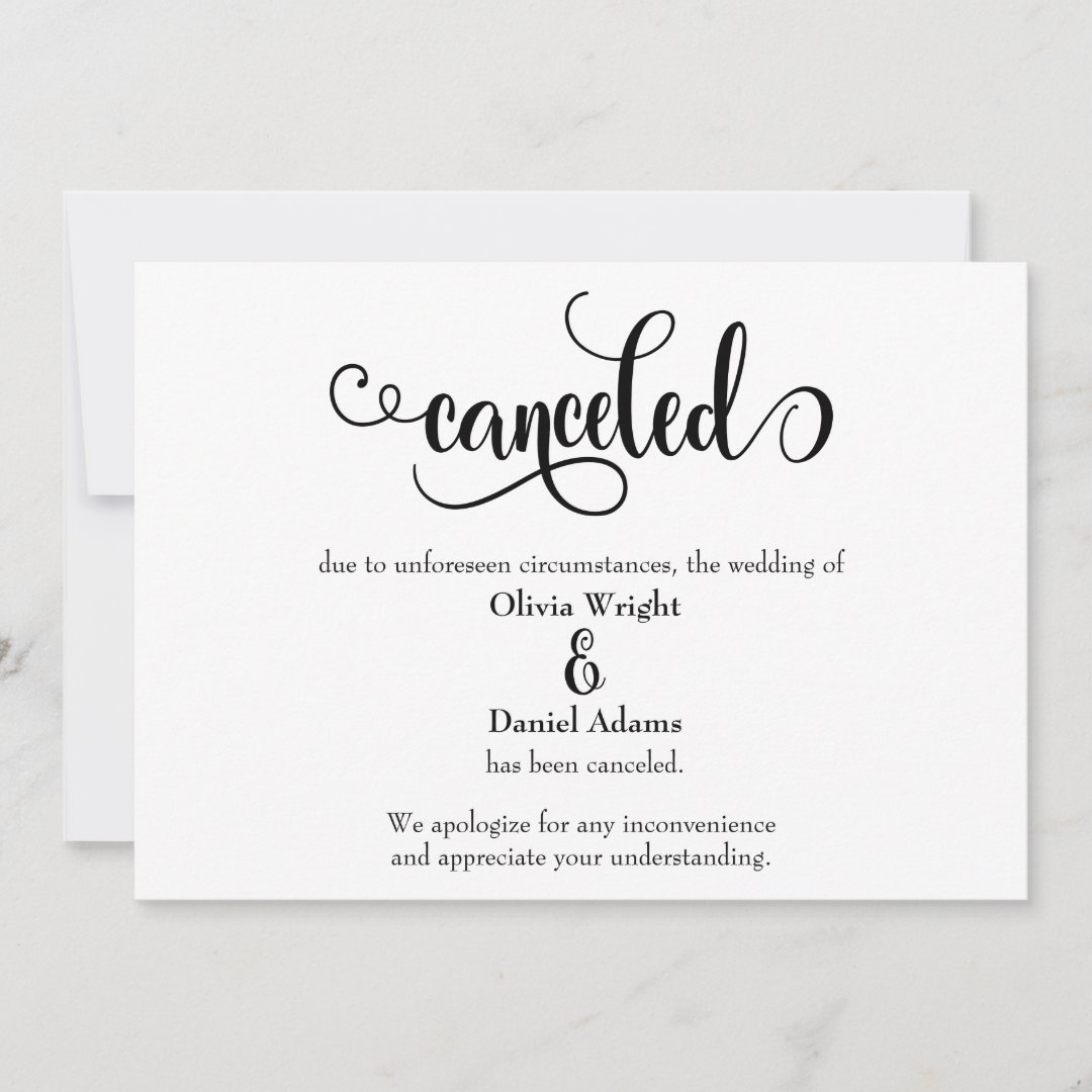 Canceled Script Elaborate Script Canceled Wedding Announcement | Zazzle