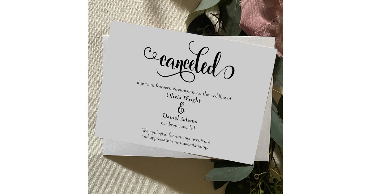 Canceled Script Elaborate Script Canceled Wedding Announcement | Zazzle
