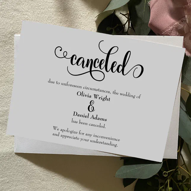 Canceled Script Elaborate Script Canceled Wedding Announcement | Zazzle