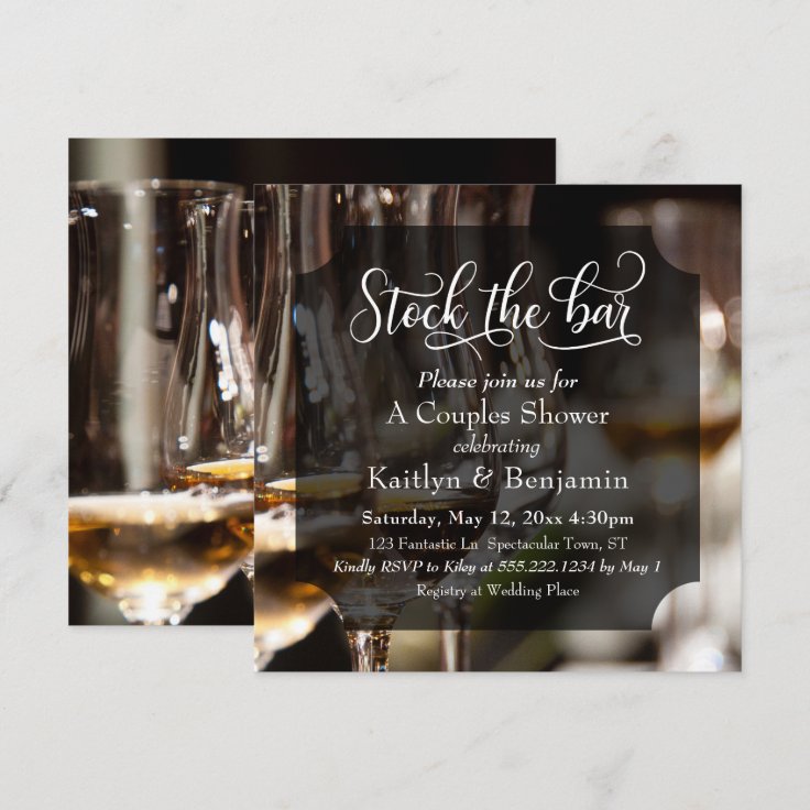 Elaborate Type, Photo Stock the Bar Couples Shower Invitation | Zazzle