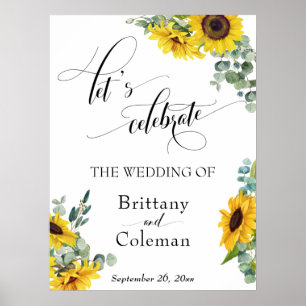 Elaborate Typography Floral Let's Celebrate Sign