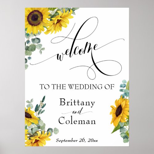 Elaborate Typography Floral Wedding Welcome Sign