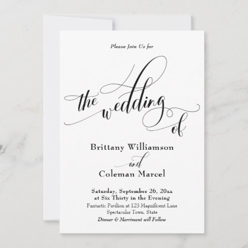 Elaborate Typography Simple The Wedding Of Invitation