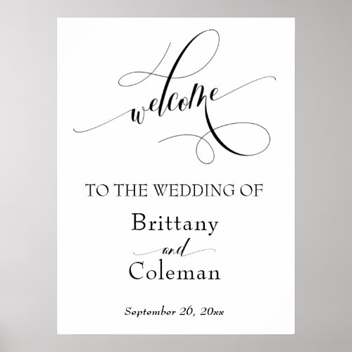 Elaborate Typography Simple Wedding Welcome Sign