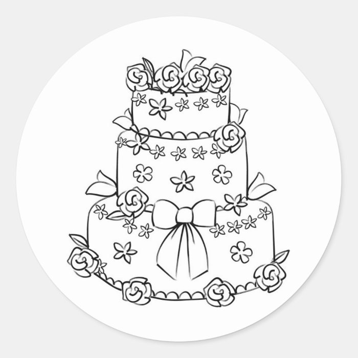 Elaborate Wedding Cake with Flowers and Bow Stickers