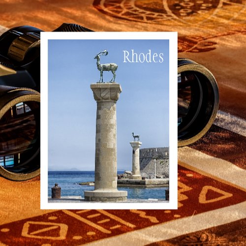 Elafos and Elafina Entrance to Rhodes Greece Postcard
