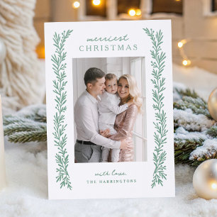 Elagant Winter Vines Christmas Holiday Vertical Letterpress Photo Cards