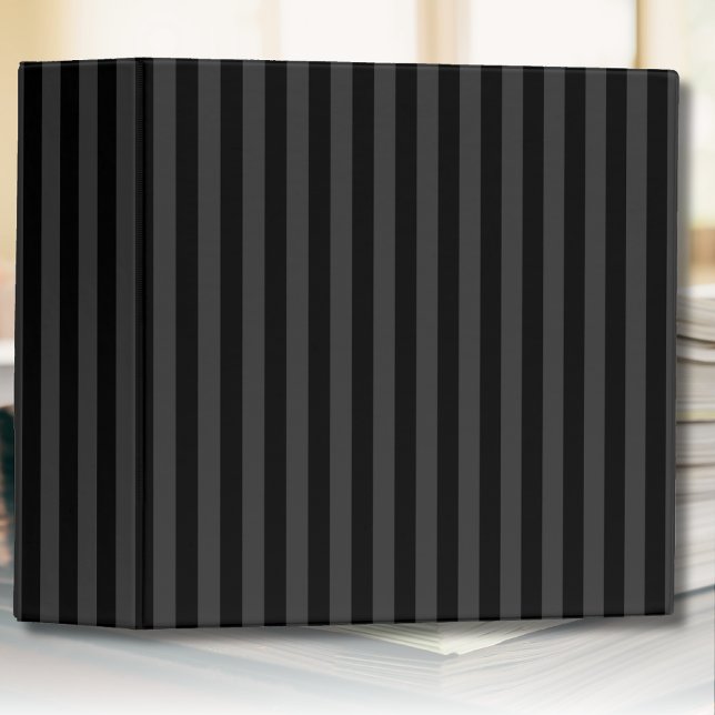 Elagnat Black & Smoky Black Vertical Stripes  3 Ring Binder (Creator Uploaded)