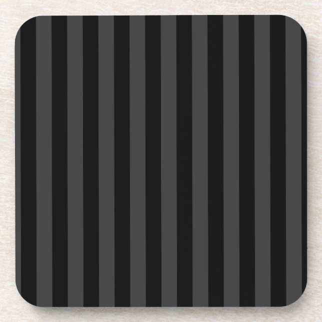 Elagnat Black & Smoky Black Vertical Stripes  Beverage Coaster (Front)
