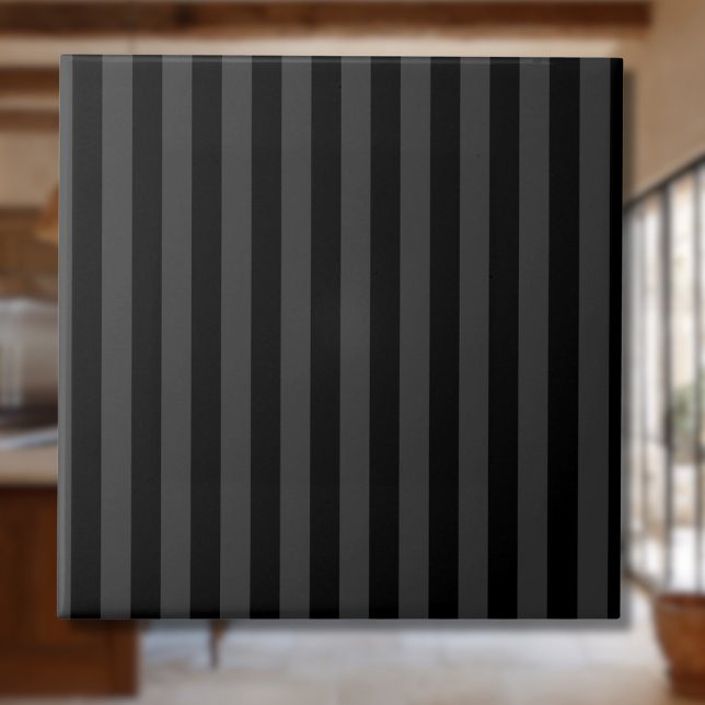 Elagnat Black & Smoky Black Vertical Stripes  Ceramic Tile (Creator Uploaded)