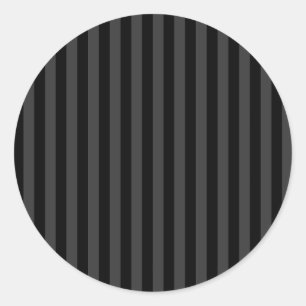 Elagnat Black & Smoky Black Vertical Stripes Classic Round Sticker