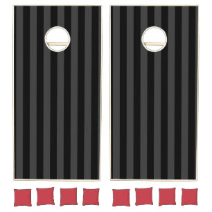 Elagnat Black & Smoky Black Vertical Stripes Cornhole Set