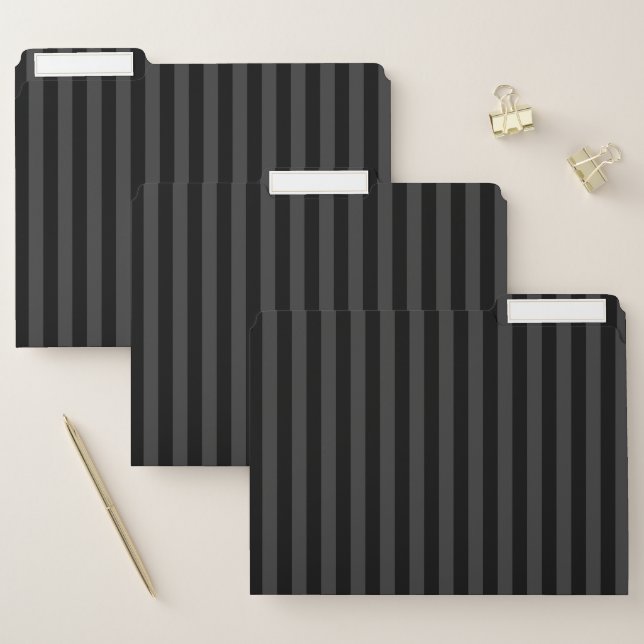 Elagnat Black & Smoky Black Vertical Stripes  File Folder (Set)