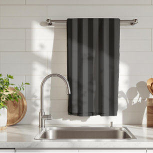Elagnat Black & Smoky Black Vertical Stripes  Kitchen Towel