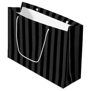 Elagnat Black & Smoky Black Vertical Stripes  Large Gift Bag