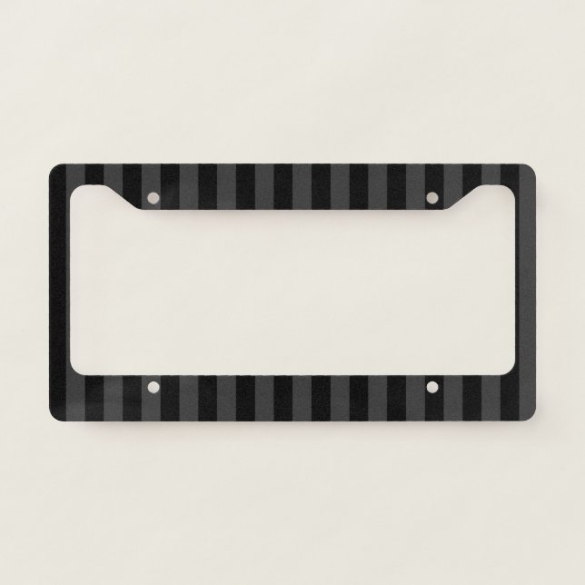 Elagnat Black & Smoky Black Vertical Stripes  License Plate Frame (Front)