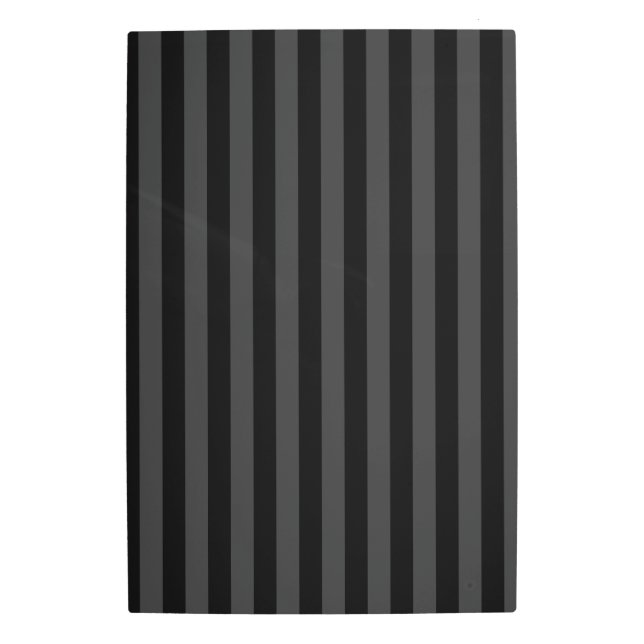 Elagnat Black & Smoky Black Vertical Stripes  Metal Print (Front)