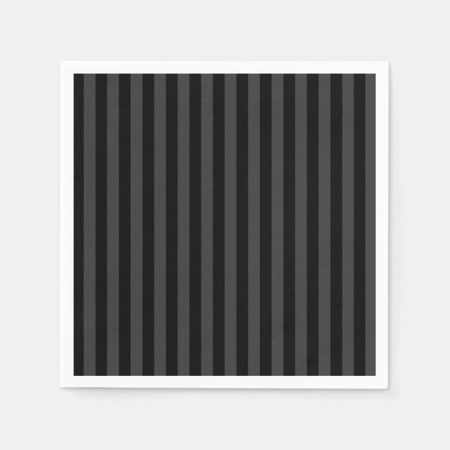 Elagnat Black & Smoky Black Vertical Stripes  Napkins (Front)