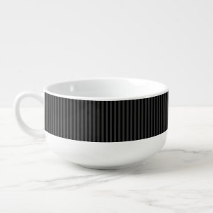 Elagnat Black & Smoky Black Vertical Stripes  Soup Mug