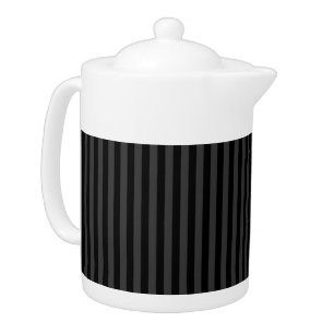 Elagnat Black & Smoky Black Vertical Stripes  Teapot